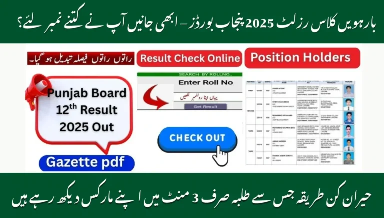 Punjab Boards Class 12 Results 2025 Announcement